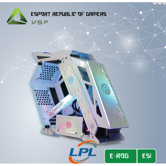 Case VSP E-ROG ES1 Gaming White (563x254x496mm, Hông kính cường lực, 1xUSB3.0, Sẵn LED, Nguồn dưới dây dài)