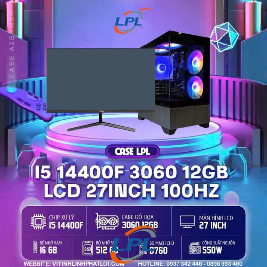 𝐂𝐚𝐬𝐞 PC Gaming/ 𝐢5 𝟏44𝟎0𝐅 3060 12GB & lcd 27 inch 100hz ASUS !