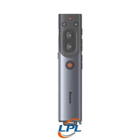 Bút trình chiếu Baseus Orange Dot AI Wireless Presenter (Laser đỏ) Grey (WKCD020013) (Pin sạc)