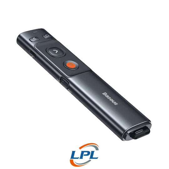 Bút trình chiếu Baseus Orange Dot Wireless Presenter (Laser xanh lục) Grey (WKCD010013) (Pin sạc)