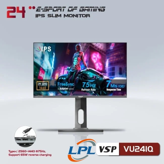 Màn hình VSP VU241Q | 24 inch, 2K, IPS, 75Hz, 7ms, chân xoay
